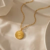 This is a mid-style embossed radiating heart-shaped round pendant necklace with a French sunny texture. It features a simple and minimalist ins style for daily wear and is a niche metal base neckpiece Specification image
